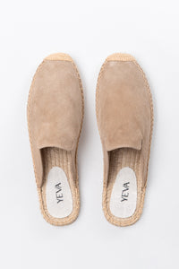 Suede Mules Espadrilles - Beige