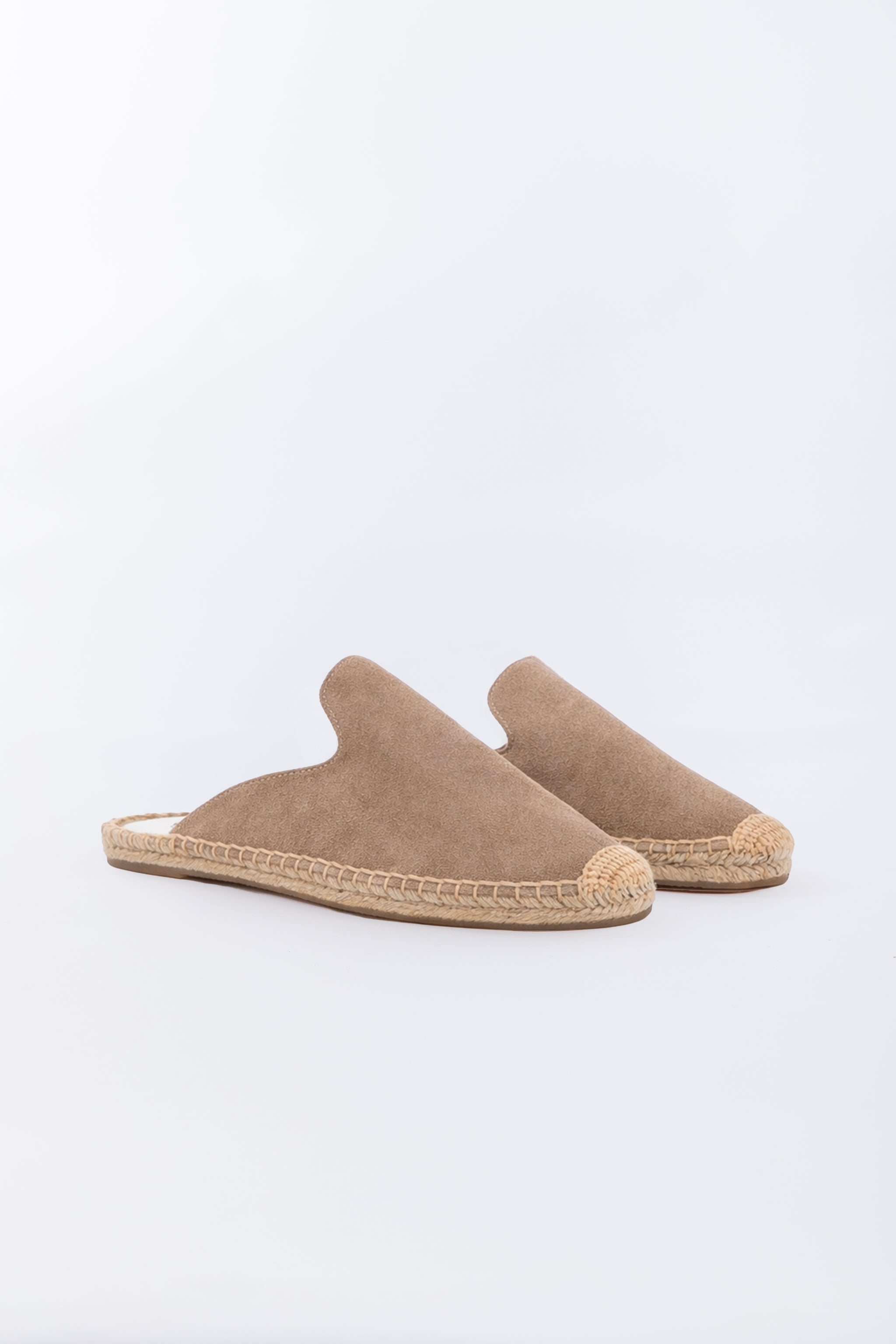 Suede Mules Espadrilles - Beige
