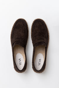 Suede Loafers Espadrilles - Espresso