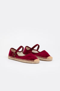 Ballerina Velvet Espadrilles - Red Wine