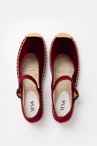Ballerina Velvet Espadrilles - Red Wine