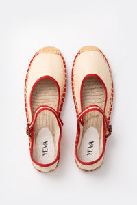 Ballerina Canvas Espadrilles - Ivory Rouge