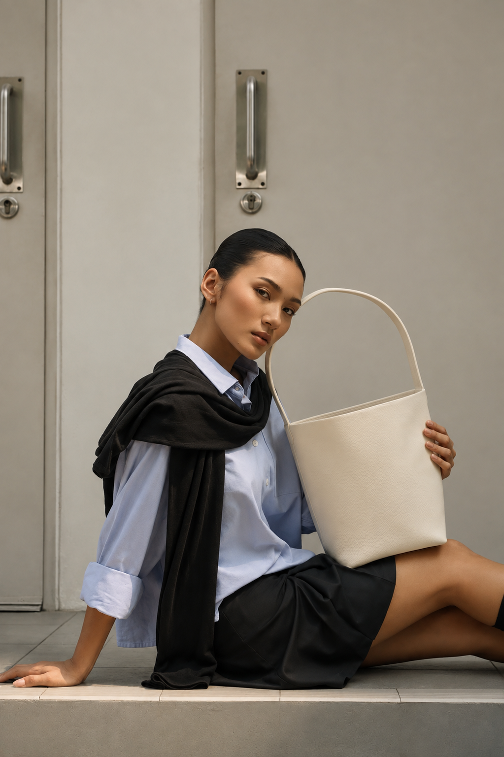 Hei Bucket Bag Leather Large - White
