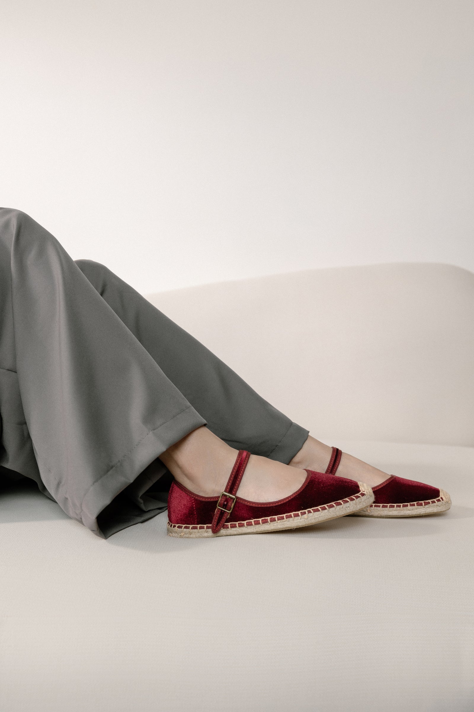 Ballerina Velvet Espadrilles - Red Wine