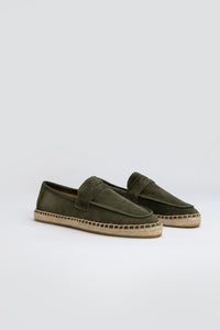 Suede Loafers Espadrilles - Green